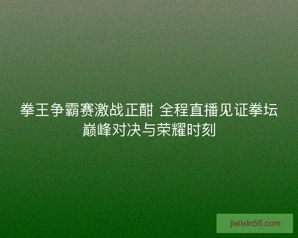 拳王争霸赛激战正酣 全程直播见证拳坛巅峰对决与荣耀时刻