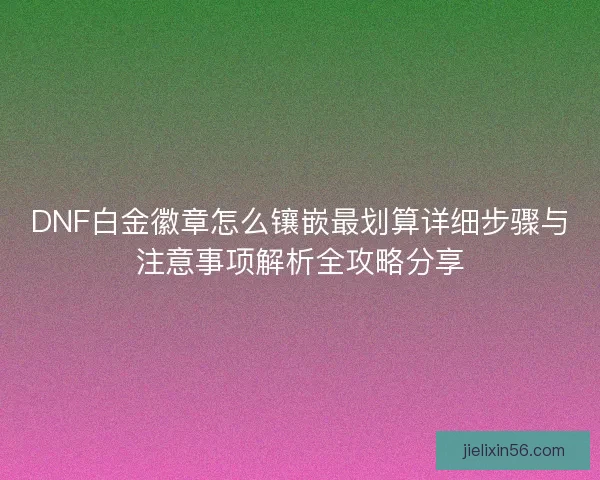 DNF白金徽章怎么镶嵌最划算详细步骤与注意事项解析全攻略分享