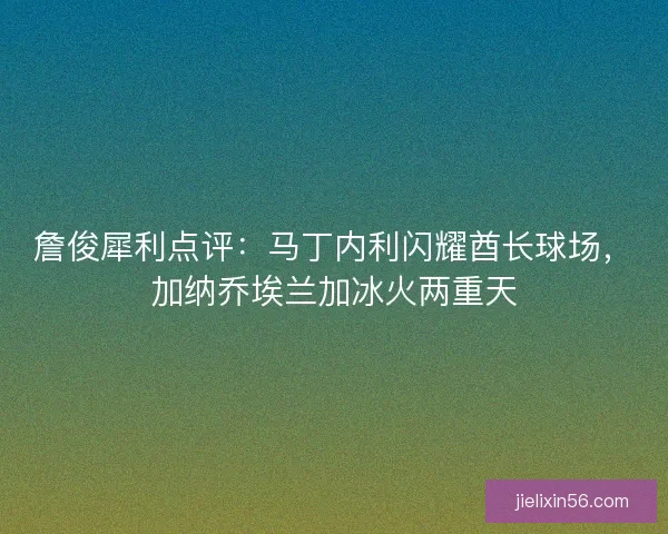 詹俊犀利点评：马丁内利闪耀酋长球场，加纳乔埃兰加冰火两重天